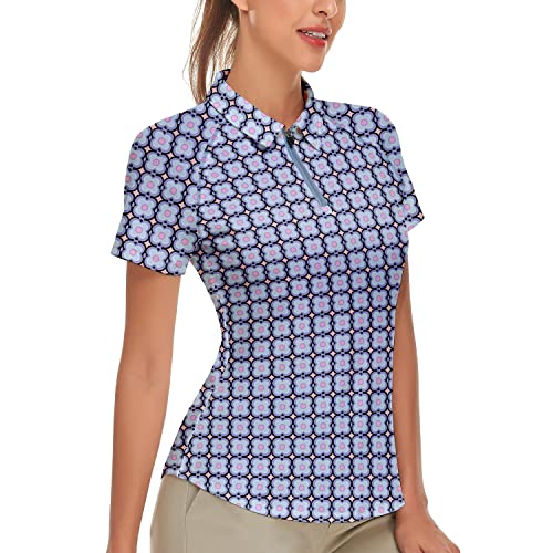 Soneven Golf Poloshirt Damen Kurzarm Tennis Sportshirt Damen t Shirt Blaue Blumen S von Soneven