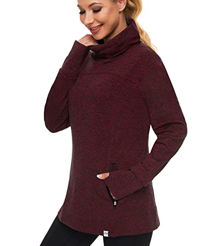 Soneven Rollkragen Pullover Damen Fleece Pulli Warm Thermo Sweatshirts mit Schalkragen Funktionsshirt Damen Langarm Laufshirt Wandershirt Atmungsaktive Running Sportoberteile L von Soneven