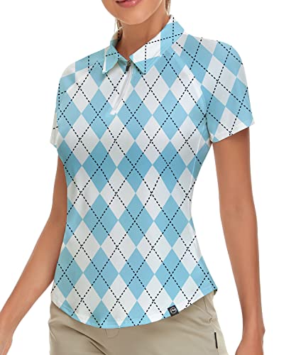 Soneven Sportshirt Damen Kurzarm Poloshirt für Damen Laufshirt Tennis Golf Polo Shirt Funktionsshirt Polohemd Sommer Oberteile Sport t Shirt Basic Tops Wandershirts Blau XL von Soneven