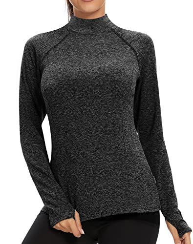 Soneven Thermoshirt Damen Langarm Funktionsshirt Damen Langarm Winter Fleece Pullover Thermo Laufshirt Sportshirt Damen Langarm Warmer Langarmshirts Atmungsaktiv mit Daumenlöche Schwarz XS von Soneven