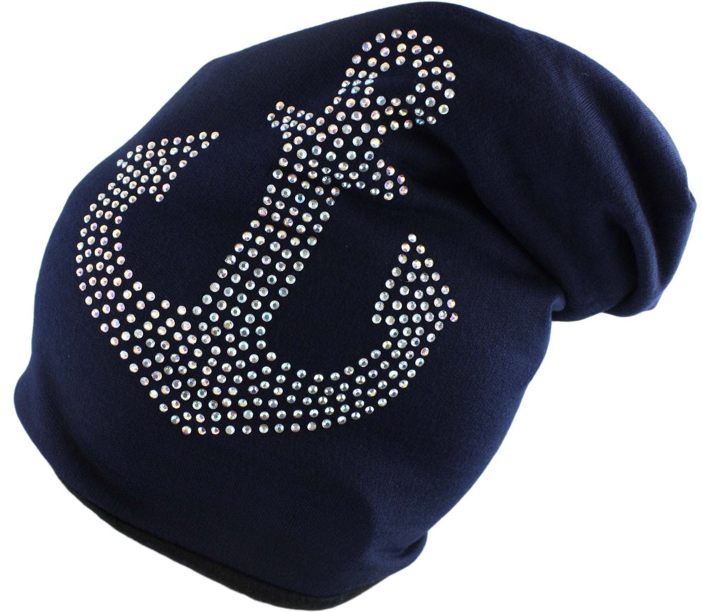 Sonia Originelli Beanie Kinder Fleece Beanie "Anker Strass" Steine Winter Maritim von Sonia Originelli