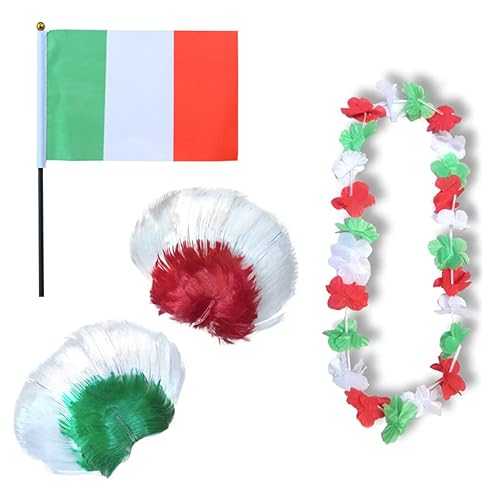 Sonia Originelli Fanset Fanartikel Fahne Perücke Blumenkette Hawaiikette WM EM Farbe: Italien Iro von Sonia Originelli