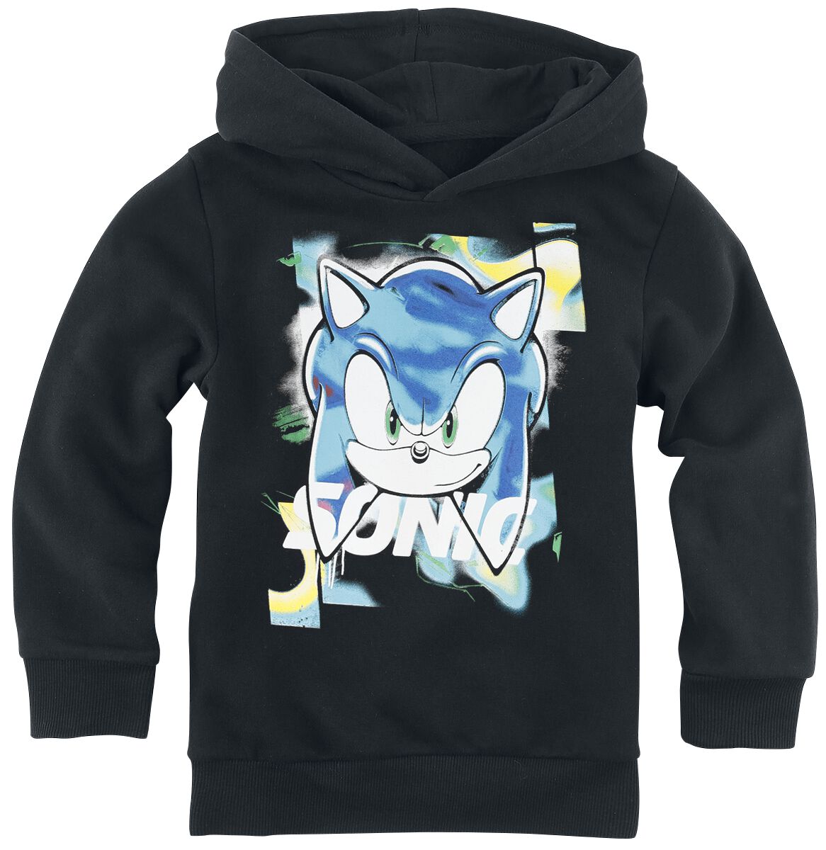 Sonic The Hedgehog - Gaming Kapuzenpullover für Kleinkinder - Kids - Sonic Face - für Mädchen & Jungen - schwarz  - EMP exklusives Merchandise! von Sonic The Hedgehog