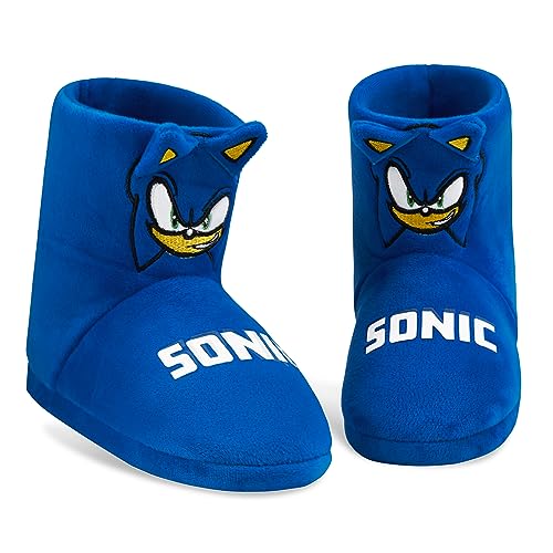 Sonic The Hedgehog Hausschuhe Kinder Jungen - 3D Hausschuhe für Jungen und rutschfeste Sohle in Größe 28-36 (Blau Bootie, 34) von Sonic The Hedgehog