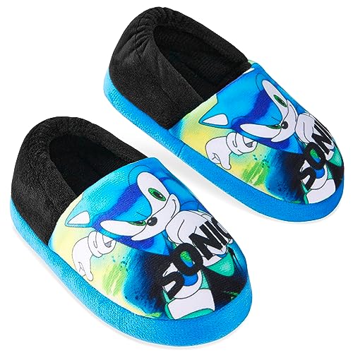 Sonic The Hedgehog Hausschuhe Kinder Jungen - 3D Hausschuhe für Jungen und rutschfeste Sohle in Größe 28-36 (Blau Slip-On, 32) von Sonic The Hedgehog