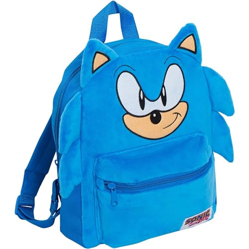 Sonic The Hedgehog Offizieller 3D Plüsch-Rucksack für Kinder Jungen Mädchen Sega Schulbuch Lunch Sport Reise Tasche Rucksack von Sonic The Hedgehog