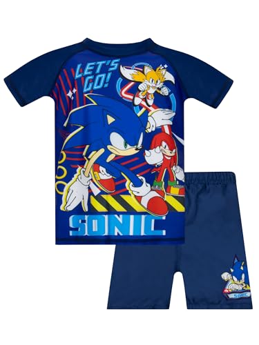 Sonic The Hedgehog Schwimmanzug Kinder | Badeanzug Kinder Jungen | Zwei Stück Schwimmanzug Jungen | Blau 128 von Sonic The Hedgehog