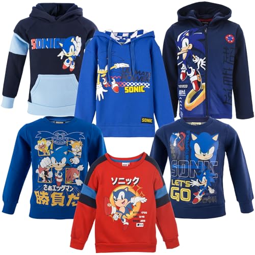 Sonic The Hedgehog - Kind Jungen - Sweatshirt Full Print - Herbst Winter - Offizielles Lizenzprodukt [1242 Marineblau - 4 Jahre], 1242 Marineblau von Sonic the Hedgehog