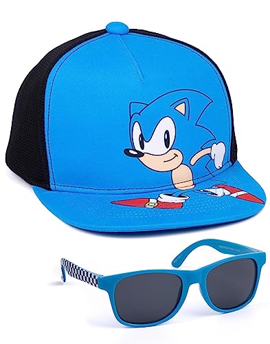 Sonic The Hedgehog Cap Kinder und GRATIS Sonnenbrillen | Jungen Mädchen Charakter Blau Verstellbare Snapback Baseballmütze Sommer Urlaub Zubehör | Filmspiel-Geschenke von SONIC