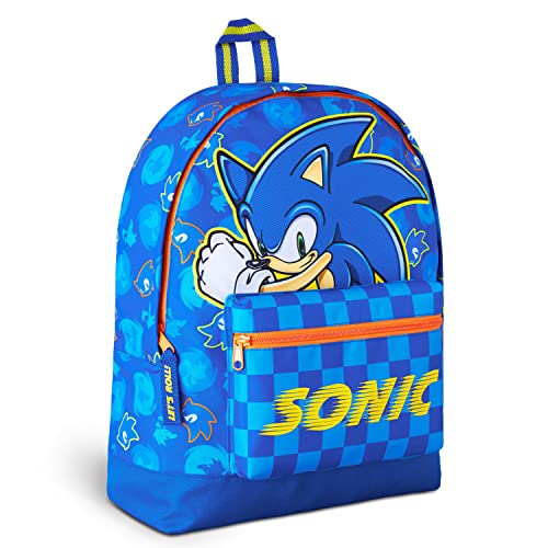 SONIC The Hedgehog Rucksack Kinder, Schulrucksack Jungen Mädchen Backpack Unisex Kinderrucksack Schulrucksack Schultasche Offiziell Fanartikel (Blau) von SONIC