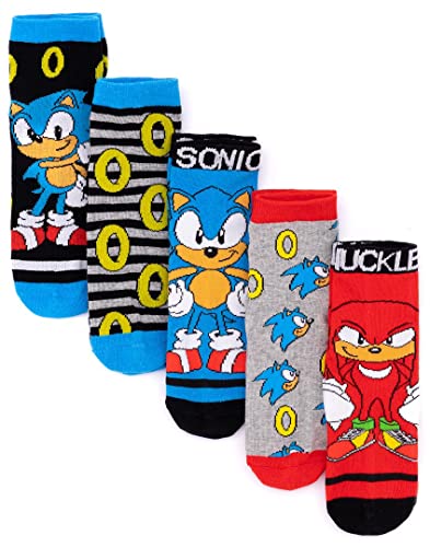 Sonic The Hedgehog Socken 5er Pack Kinder | Jungen Mädchen Knöchel Charaktere Power Ringe Mehrfarbige Schuhe | Spielzubehör Merchandise von SONIC