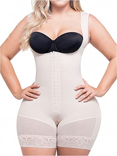 Sonryse Fajas Colombianas nach Operationen, hohe Kompression, Stufe 2, Faja Lipo 360 Bauchstraffung, Beige – mitteldichter 2-stufiger Verschluss – 211bf, Medium von Sonryse