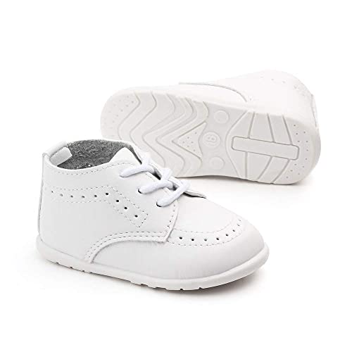 Sonsage Baby Infant Jungen Mädchen Klassische PU-Leder Hochzeit Loafers Brogue Kleinkind Oxford Kleid Schuhe Erste Schritte Gehen Flacher Fauler Krippenschuh Weiß von Sonsage