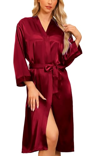 Sopesil Damen Satin Bademantel Unisex Satin Bademantel Kimono V-Ausschnitt Morgenmantel für Spa Haus und Hotel von Sopesil