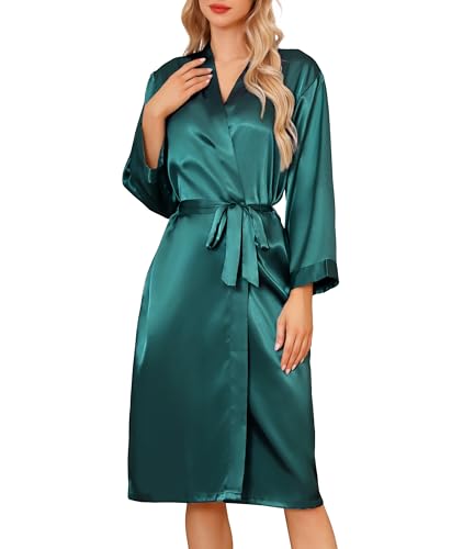 Sopesil Damen Satin Bademantel Unisex Satin Bademantel Kimono V-Ausschnitt Morgenmantel für Spa Haus und Hotel von Sopesil