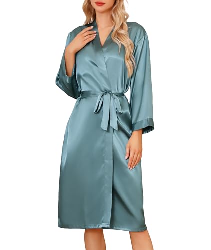 Sopesil Damen Satin Bademantel Unisex Satin Bademantel Kimono V-Ausschnitt Morgenmantel für Spa Haus und Hotel von Sopesil