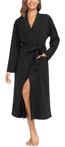 Sopesil Waffel Morgenmantel Damen Bademantel Unisex Bademantel Kimono V-Ausschnitt Morgenmantel für Spa Haus und Hotel von Sopesil