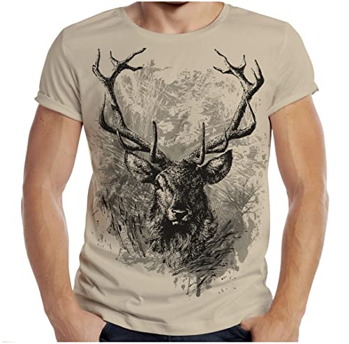 Soreso Design Trachten T-Shirt Herren Jäger Trachtenshirt Männer Bayern Volksfest T-Shirt Hirsch Farbe: Sand, 3XL von Soreso Design