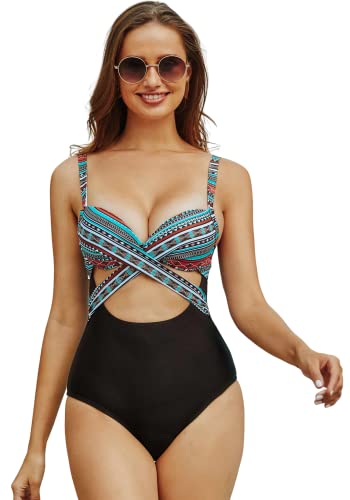 Sosila Badeanzug One Piece Damen Bikini Set Bademode Tankini mit Bügel, Push Up Effekt von Sosila