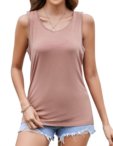 Sosolism Damen Still Tanktop Sommer Ärmellose Stillshirts zum Stillen mit Druckknopf Nursing Tops von Sosolism