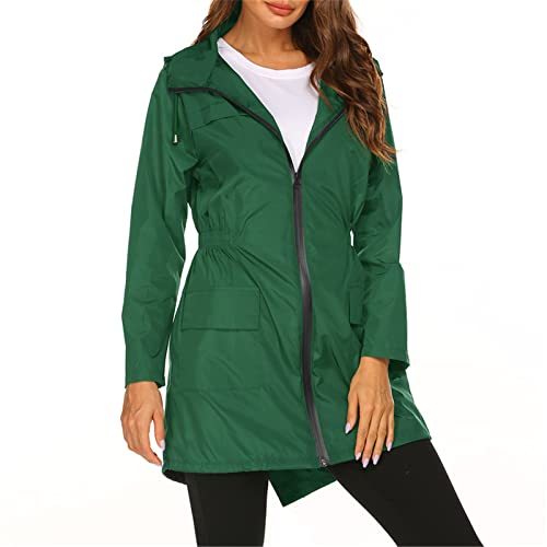 SotRong Leichter Regenmantel für Damen, verstaubar, winddicht, aktiv, Outdoorjacke, wasserdicht, regenfest, lang, mit Kapuze, Trenchcoat, Poncho für Spaziergänge, Camping, grün, XL SotRong Leichter Regenmantel für Damen, verstaubar, winddicht, aktiv, Outdoorjacke, wasserdicht, regenfest, lang, mit Kapuze, Trenchcoat, Poncho für Spaziergänge, Camping, grün, XL von SotRong