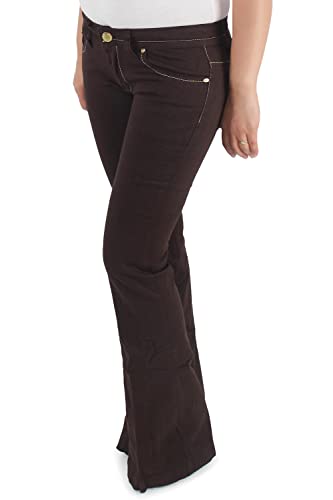 Damen Bootcut Hose Schlaghose Schlagjeans Hüftjeans Hüfthose Flared Stretchhose Jeans Braun von Sotala