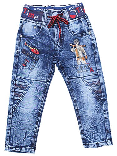 Sotala Boys Jungen Kinderhose Kinderjeans Jeans Hose mit Gummizug Gummibund elastischer Bund gerader Schnitt cool stylisch Applikation von Sotala