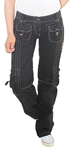 Sotala Damen Baggy Baggyhose Hose Cargo Cargohose Boyfriend Stoffhose Hüfthose von Sotala