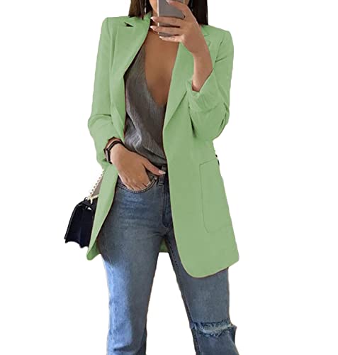 Soulolo Blazer Damen Elegant Damenjacke Longblazer Business Lang Jacke Slim Jacke Mantel Damen Cardigan Anzüge Bedruckter Anzug von Soulolo