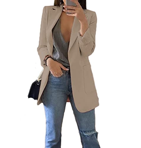 Soulolo Blazer Damen Elegant Damenjacke Longblazer Business Lang Jacke Slim Jacke Mantel Damen Cardigan Anzüge Bedruckter Anzug von Soulolo