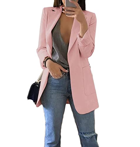 Soulolo Blazer Damen Elegant Damenjacke Longblazer Business Lang Jacke Slim Jacke Mantel Damen Cardigan Anzüge Bedruckter Anzug von Soulolo