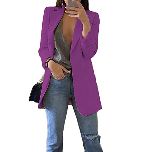 Soulolo Blazer Damen Elegant Damenjacke Longblazer Business Lang Jacke Slim Jacke Mantel Damen Cardigan Anzüge Bedruckter Anzug von Soulolo