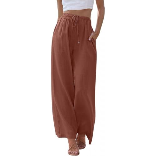 Soulolo Damen Hosen Leinen Lang Baumwolle Damen Leinenhose Einfarbig Loose Fit Stoffhose Weite Beine Freizeithose mit Tunnelzug und Taschen Soulolo Damen Hosen Leinen Lang Baumwolle Damen Leinenhose Einfarbig Loose Fit Stoffhose Weite Beine Freizeithose mit Tunnelzug und Taschen von Soulolo