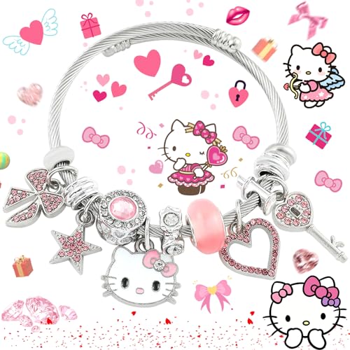 SoundZero Charm Armband, Cartoon Armband, Verstellbares Cartoon Armband, Cartoon Armbänder für Kinder, Glitzerndes Bettelarmband, Cartoon Armbänder für Kinder, hello kitty Cartoon Armband von SoundZero