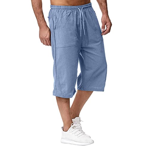 Herren LeinenShorts 3/4 Länge Hosen Sommerhose Strand Yoga Jogger Casual Sweatpants 0 von Soupliebe