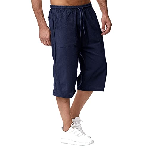 Herren LeinenShorts 3/4 Länge Hosen Sommerhose Strand Yoga Jogger Casual Sweatpants 0 von Soupliebe