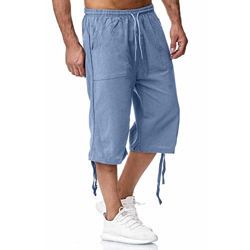 Herren LeinenShorts 3/4 Länge Hosen Sommerhose Strand Yoga Jogger Casual Sweatpants 0 von Soupliebe