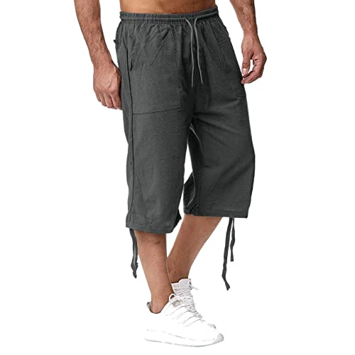 Herren LeinenShorts 3/4 Länge Hosen Sommerhose Strand Yoga Jogger Casual Sweatpants 0 von Soupliebe