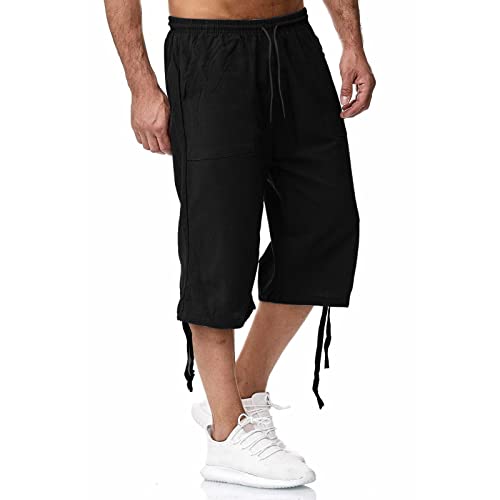 Herren LeinenShorts 3/4 Länge Hosen Sommerhose Strand Yoga Jogger Casual Sweatpants 0 von Soupliebe