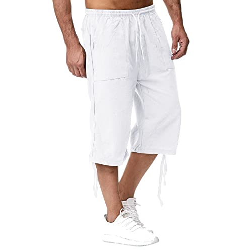 Herren LeinenShorts 3/4 Länge Hosen Sommerhose Strand Yoga Jogger Casual Sweatpants 0 von Soupliebe