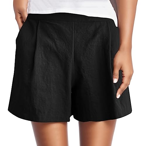 Kurze Hose Damen Shorts - Sommer Kurze Sporthose, Bermuda Shorts Baggy Locker Elegant Shorts Schwarz Dünne Sommer Shorts Kurze Jogginghose Mädchen Shorts Kurz Musselin Hose Strandshorts Freizeithose von Soupliebe