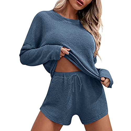 Zweiteiler Damen Sommer Casual Sexy Musselin Set Bequeme 2 Teiler Freizeitanzug Elegant Loungewear Hausanzug Sommer Outfit Schlafanzug von Soupliebe