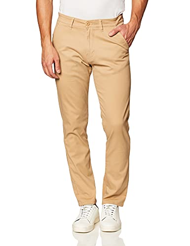 Southpole Herren Flex Stretch Basic Lange Chinohose Lässige Hose, Deep Khaki(neu), 34W / 32L von Southpole