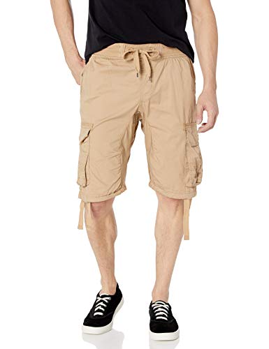 Southpole Herren Jogginghose im Schritt Jogger Shorts mit Cargotaschen, Deep Khaki(neu), Mittel von Southpole