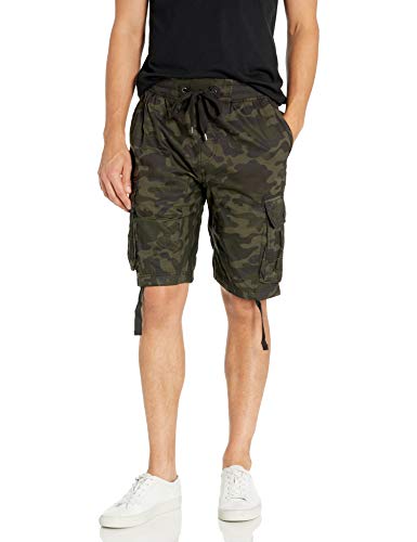 Southpole Herren Jogginghose im Schritt Jogger Shorts mit Cargotaschen, Woodland(neu), Mittel von Southpole