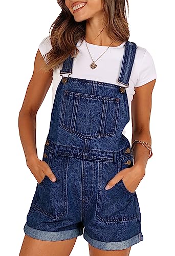 Sovoyontee Damen Jean Shortalls Klassische Verstellbare Träger Denim Bib Overalls Shorts Strampler Sommer Jumpsuits Blau L von Sovoyontee