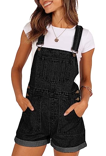 Sovoyontee Damen Jean Shortalls Klassische Verstellbare Träger Denim Bib Overalls Shorts Strampler Sommer Jumpsuits Schwarz L von Sovoyontee