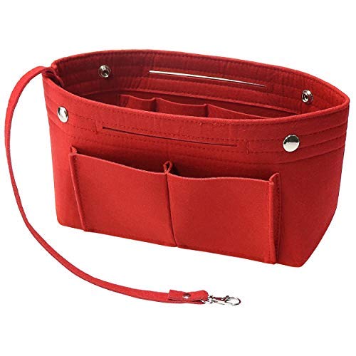 Soyizom Filz Handtasche Organizer Bag in Bag,Innentaschen für Handtaschen Organizer mit Schlüsselkette für Speedy Neverfull,8 Farben (Rot,Groß) von Soyizom