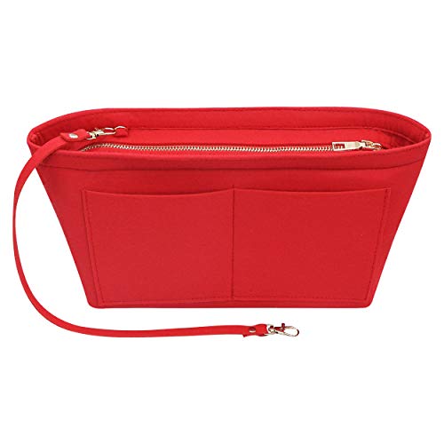 Soyizom Filz Handtasche Organizer Geldbörse Organizer Filz Insert Bag Organizer Multi-Taschen Einkaufstasche in Tasche für Frauen (X-Large, Rot) von Soyizom