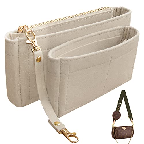 Soyizom Handtaschen-Organizer-Einsatz passt für mehrere Pochette-Zubehör-Taschen und Taschen, 2 Packungen in einem Set, Einsätze, Tragetasche, Organizer, Tasche innen, beige von Soyizom